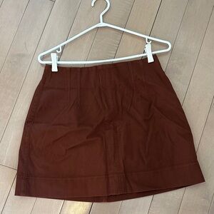 SPANX stretch twill a-line mini skirt M chicory brown